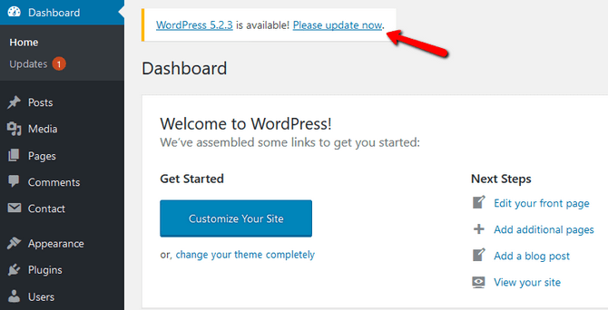Initiate the 1-click Update Process in WordPress