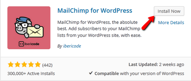 Installing the MailChimp widget for WordPress