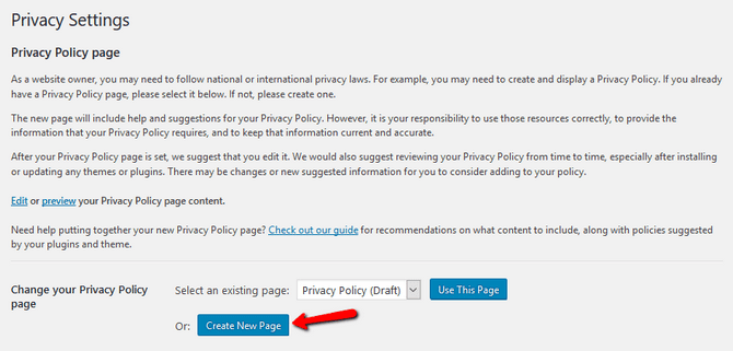 Privacy Policy Settings in WordPress