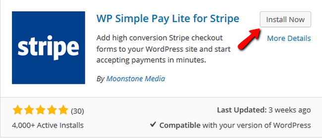 Installing the WP Simple Pay Lite for Stripe plugin