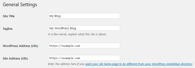 Title and WordPress URL Settings