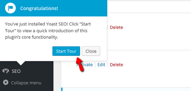 Starting a Tour in Yoast SEO