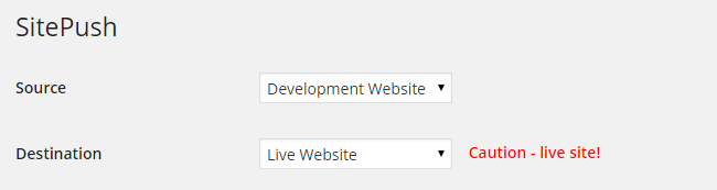 Choose Staging Source and Destination in WordPress