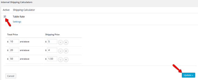 configuring the table rate module