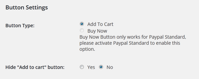 Button Settings in WP eCommerce