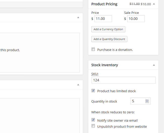 Setting up a Price and SKU for a Product