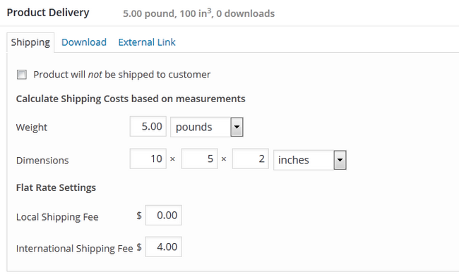 Configuring the Shipping Options for the Product