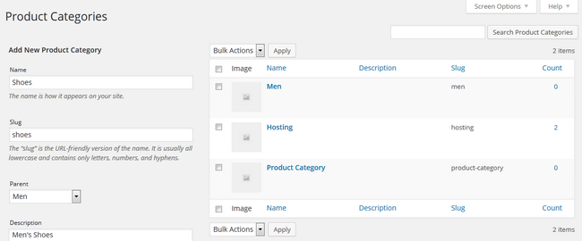 Configuring the Product Category in WP eCommerce
