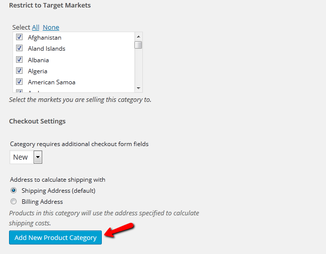 Configuring Shipping and Checkout Settings for a Category