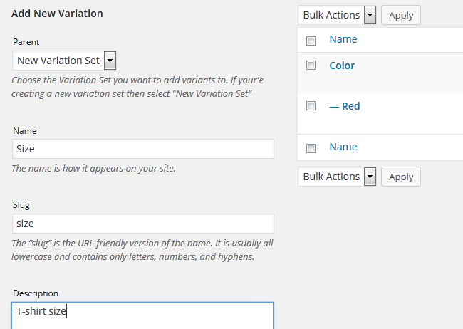 Adding a New Product Variation