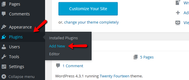 Accessing the Plugins Menu inside WordPress