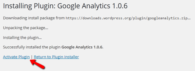 Activating the Google Analytics Plugin