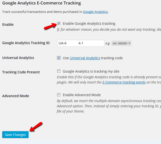 Enabling the Google Analytics Tracking inside WP eCommerce
