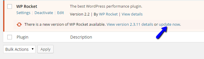 WP Rocket upgrade details