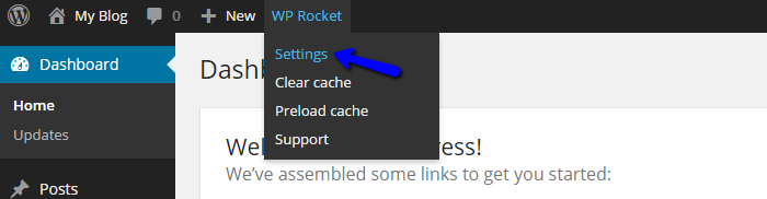 Access WP Rocket settings