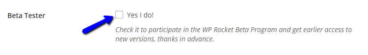 Enable beta testing for WP Rocket