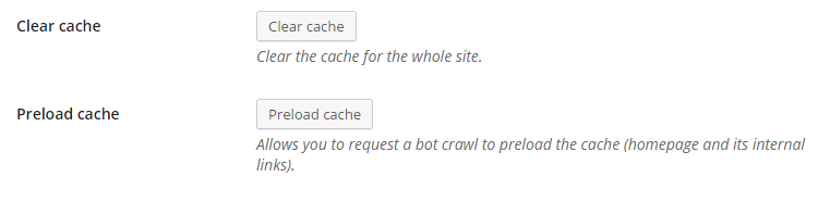 Clear or preload cache in WP Rocket