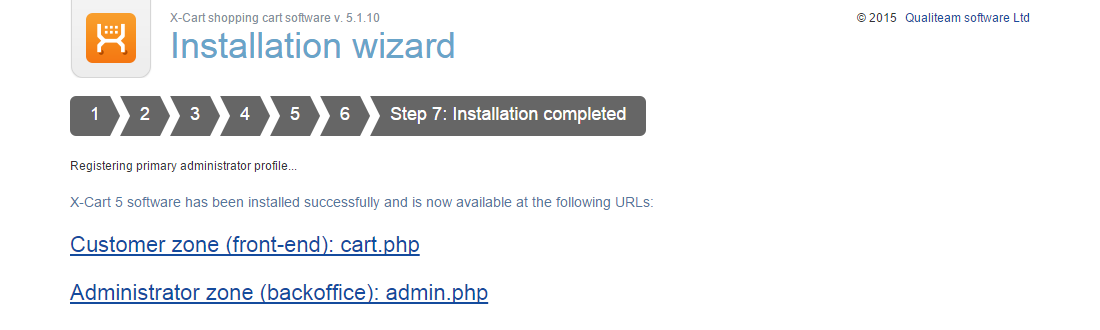 X-Cart manual installation completed