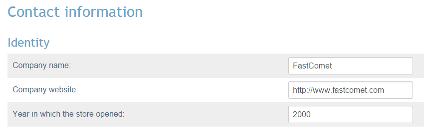 Company identity details in X-Cart