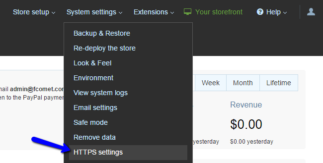 HTTPS settings in X-Cart