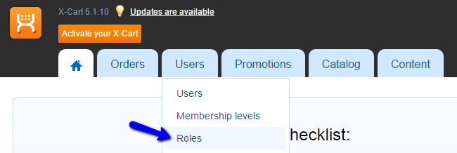 User roles in X-Cart