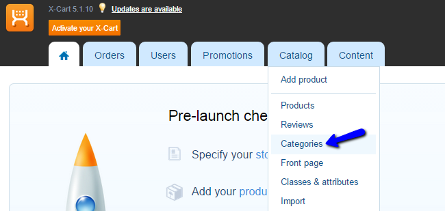 Access categories manager in X-Cart