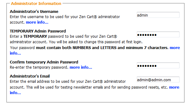 Creating an Admin Account in Zen Cart