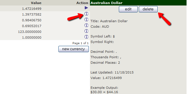 Deleting a Currency in Zen Cart