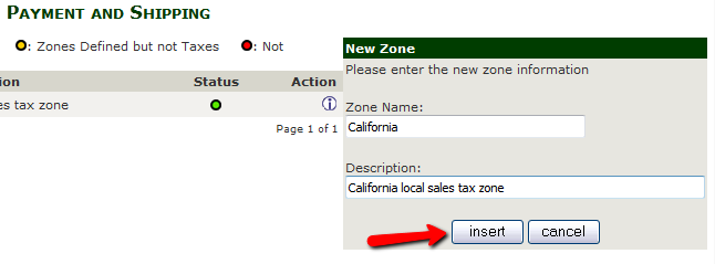 Configuring the New Tax Zone