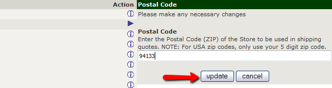 Updating the ZIP code in Zen Cart