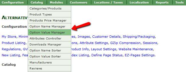 Accessing the Option Value Manager