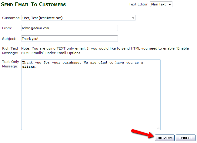 Sending an Email to a Customer via Zen Cart