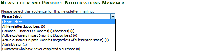 Selecting to which customers to send the newsletter