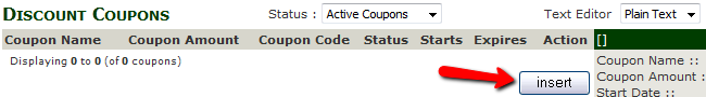 Creating a new Discount Coupon in Zen Cart