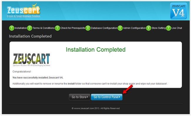 completing installation
