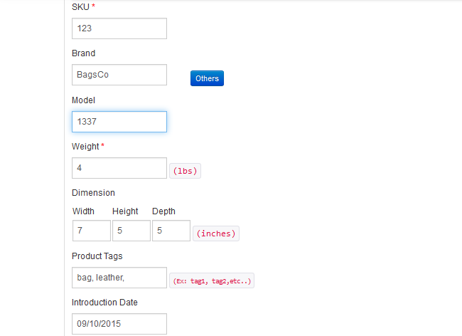 configuring the new product's options 