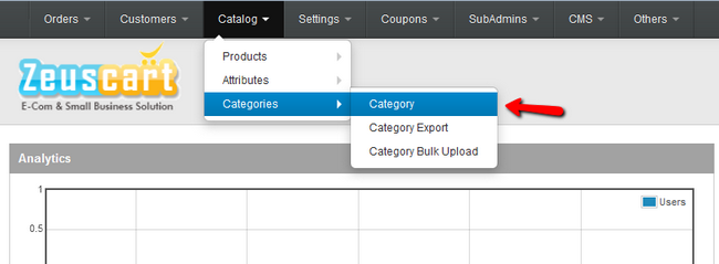 Accessing the Category management page