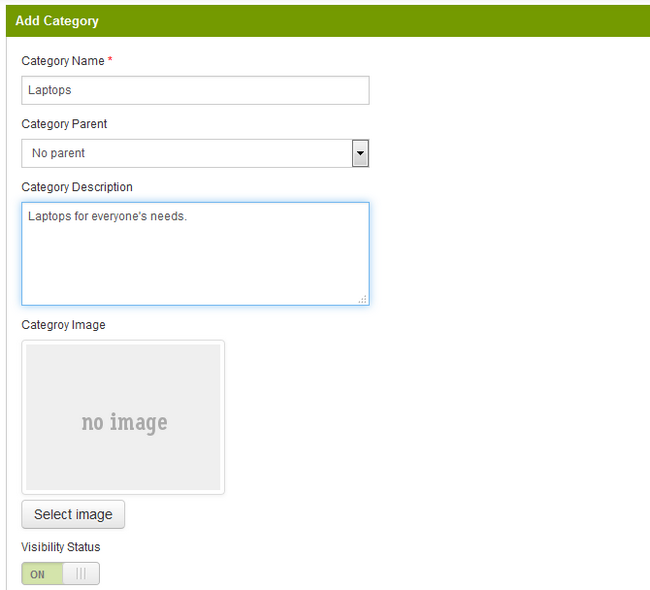 configuring a new category