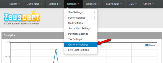 accessing the currency settings